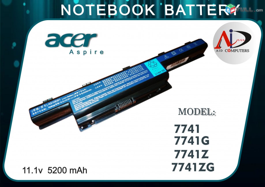 Notebook Battery Acer  7741 Acer  7741Z Acer  7741G Acer  7741ZG