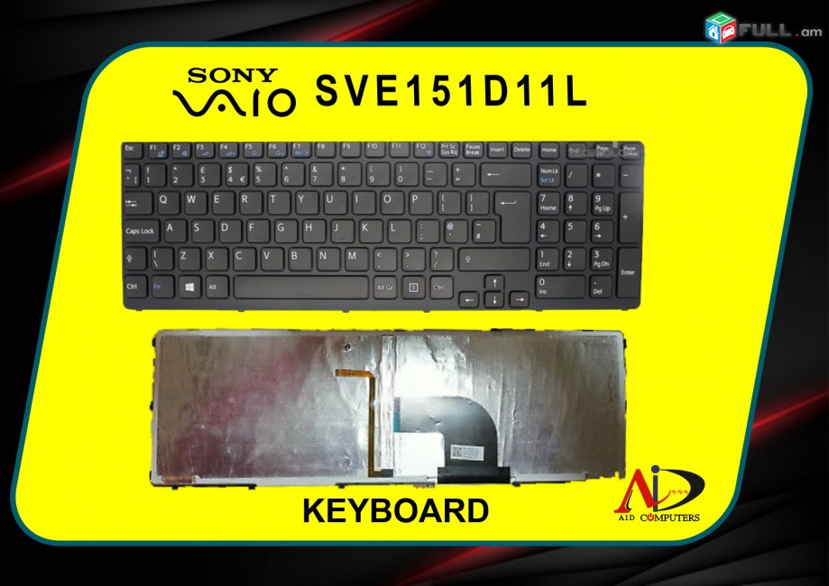 Keyboard for Sony Vaio SVE151 E15 Keyboard US Backlit Black подсветкой
