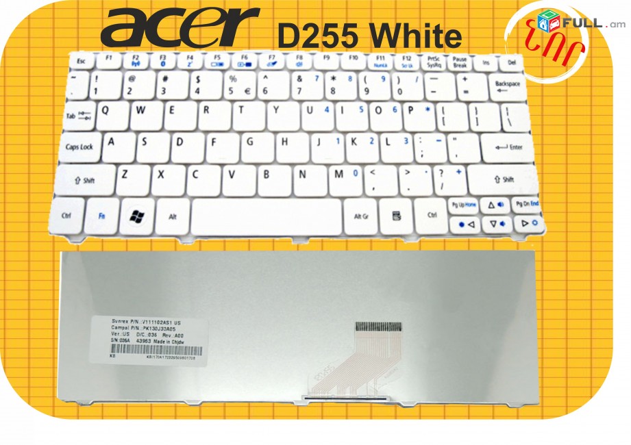 Aspire One D255 D257 D260 D270 521 532 533 WHITE