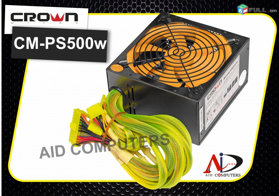 Power Supply CROWN CM-PS500 500w 6pin Hzor Блок питания 140m