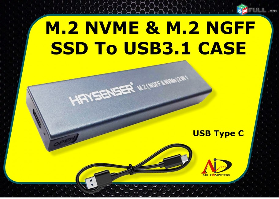 Haysenser M 2 Nvme M 2 NGFF SSD to USB3.1 Enclosure External CASE Type-C