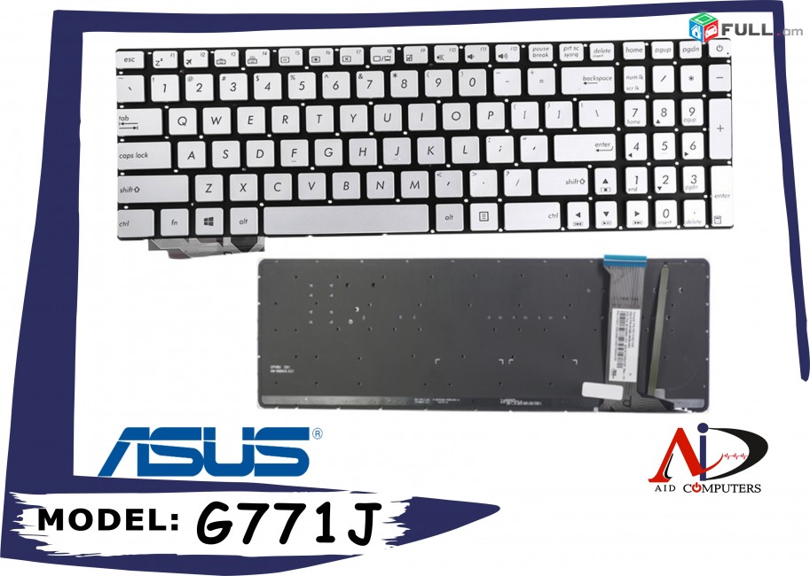 Asus keyboard g771j gl551 gl752 zx50j n552v gl771zjm g58vw gl552vw նոր