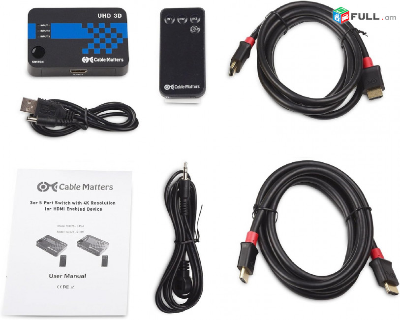 Cable Matters 3 Port HDMI Switch + 2 cables