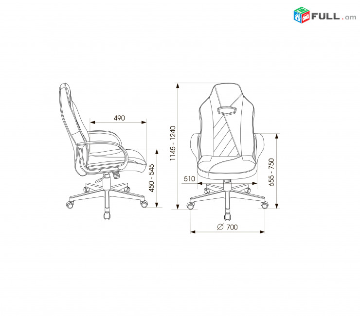 Խաղային աթոռ Gaming chair VIKING XS BLACK Кресло игровое Zombie VIKING XS արհեստական կաշի