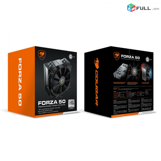 Հովացուցիչ COOLER COUGAR FORZA 50 Intel Socket LGA 115X / 1366 / 1200 / 1700 / 2011 / 2066 (Core i3 / i5 / i7