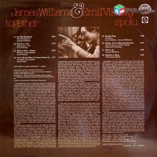 VINYL Ձայնապնակներ James Williams & Emil Viklicky տարբեր տեսակի ալբոմներ
