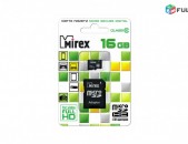 16GB chip Mirex micro SD Card Class 10 + Adapter micro chip (Նոր) + araqum