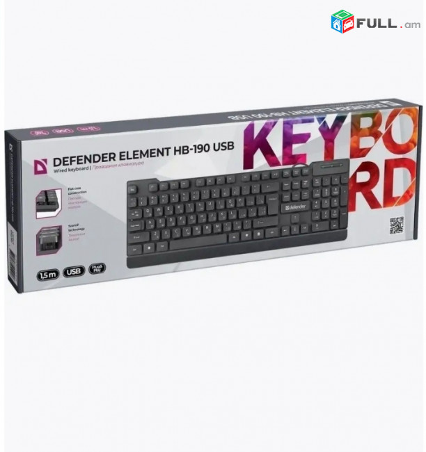 Keyboard /ստեղնաշար / клавиатура Defender Element HB-190 USB + առաքում