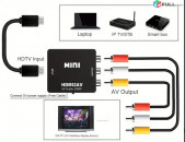 Композитный Видео-Аудио Адаптер HDTV в RCA Поддерживает PAL/NTSC для ТВ-приставки, Roku, Android TV Box, DVD