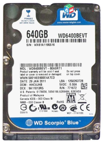 Hard disk 640 GB for notebook Հարդ դիսկ  640 GB նոթբուքի