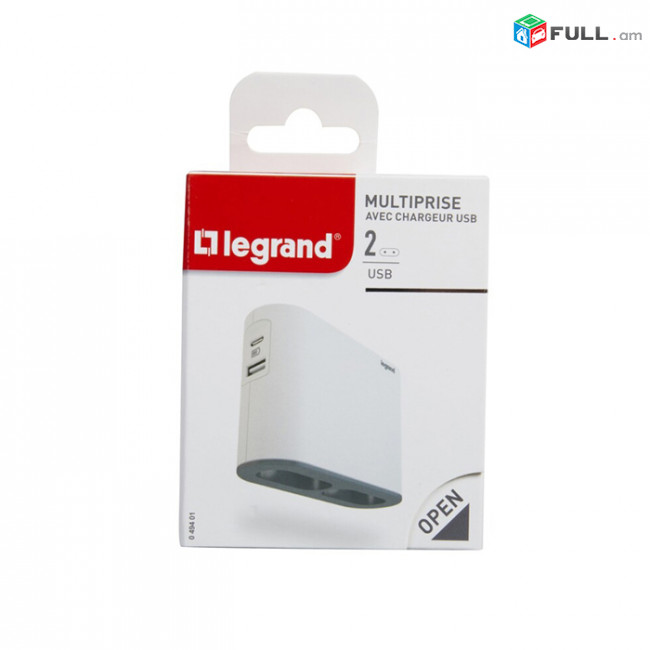 Блок 2 плоские розетки и USB A + C - Legrand