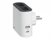 Блок 2 плоские розетки и USB A + C - Legrand