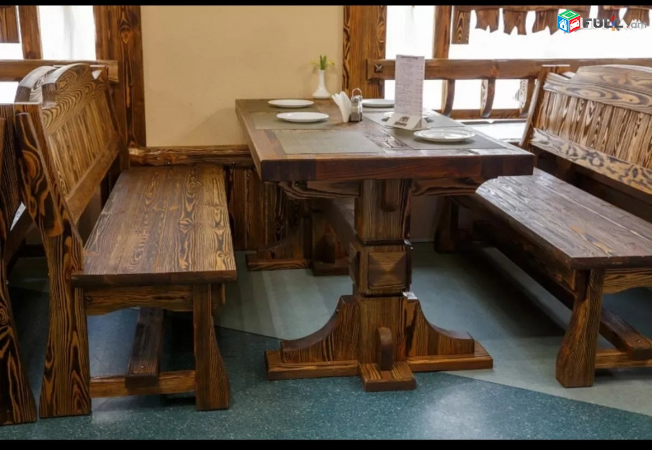 Սեղան աթոռ, Հնաոճ կահույք, սեղան, նստարաններով