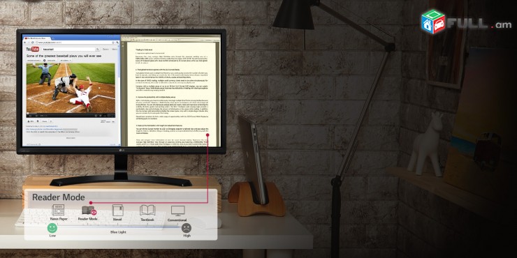 Manitor smart LG 22" (դույմ) (55sm) LED ekran VGA HDMI Full HD DVI նոր մանիտոր 