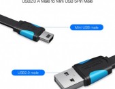 Mini USB2,0 kabel + charger 0,25m 1m նիկելապատ for camera car GPS mobile կաբել