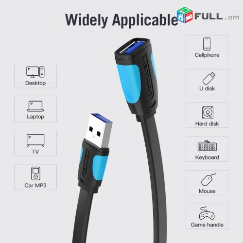 Vention cable USB 2 USB 3 (mama papa) 1m 2m 3m մալուխ for PC printer tv camera kabel