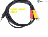 Audio video cable 3RCA mini jack 3,5mm 1m for PC TV monitor camera