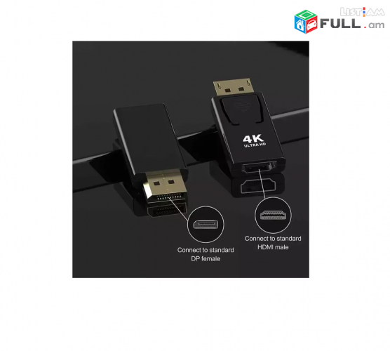 DP to HDMI 4K 60Hz Adapter cable պերեխադնիկ PC TV smart ադապտեր Адаптор переходник