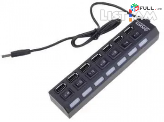 USB HUB հաբ կոմպակտ 7 PORT LED լույսով switch