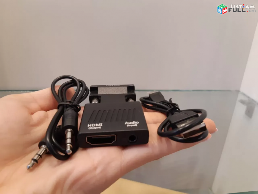 VGA to HDMI converter ադապտերը USB-кабель аудио լար մալուխ
