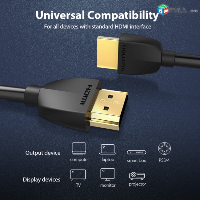 Մալուխ HDMI 4K Vention brend 1.5m 2.0 portable cabel մալուխ kable