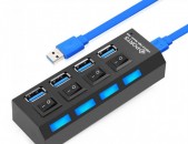 USB HUB 4 PORT LED հաբ կոմպակտ լույսով switch սվիչ հաբ концентратор