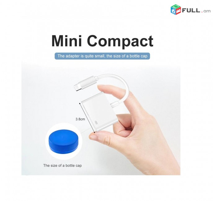 Lightning Digital AV Adapter, HDMI ադապտր Charghe Adapter адаптер переходник, 2 порта, разветвитель