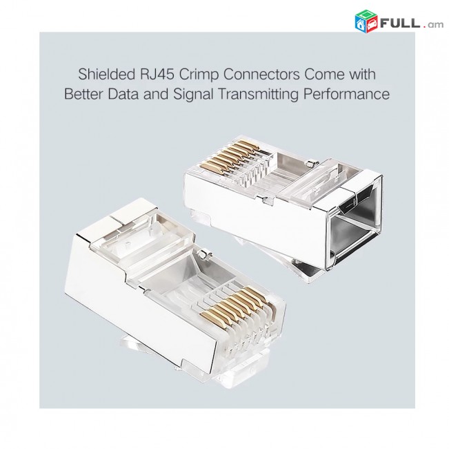 Ugreen RJ45 LAN Connector Կոնեկտոր UTP Cat6 Cat5 Cat5e коннектор вилка 8P8C позолота 24K 3U լանի գլխիկ