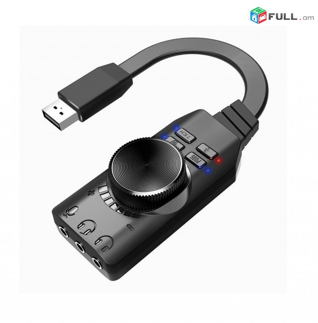 USB DSP Sound Card PLEXTONE GS3 External Audio Converter for PUBG, PC, Gaming Headset ադապտեր