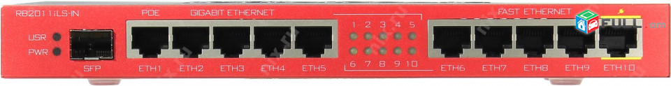 RB2011iLS-IN Mikrotik 5xEthernet, 5xGigabit Ethernet, SFP cage, PoE out on port 10, 600MHz CPU, 64MB RAM, RouterOS L4  witout WIFI 