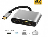 Typec to VGA HDMI usb 3.1 4K full HD original multiport adapter HUB адаптер ադապտեր ադապտր