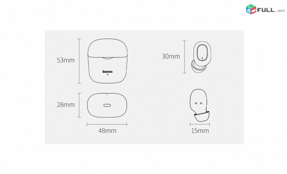 BASEUS W12 ականջակալներ bluetooth 5.0 100% բրենդային ականջակալ TWS Беспроводные наушники