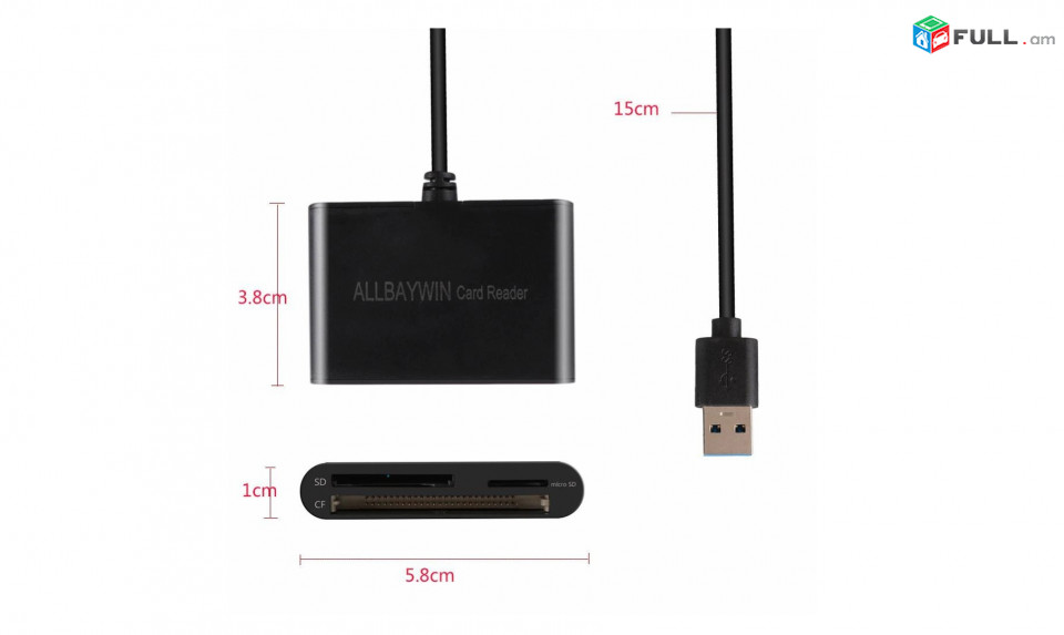 Card Reader 3in1 S USB 3.1 Card Reader քարտ CF / SD / TF Micro SD / Micro Card ադապտեր