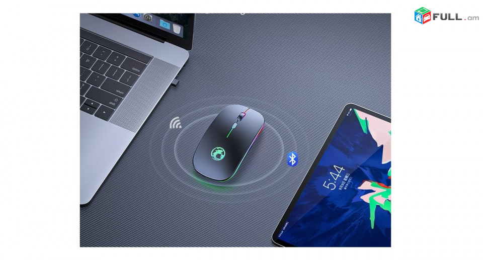 Լուռ անլար լիցքավորվող մկնիկ Silent Game RGB wireless mouse wifi bluetooth Мышь беспроводная аккумуляторная