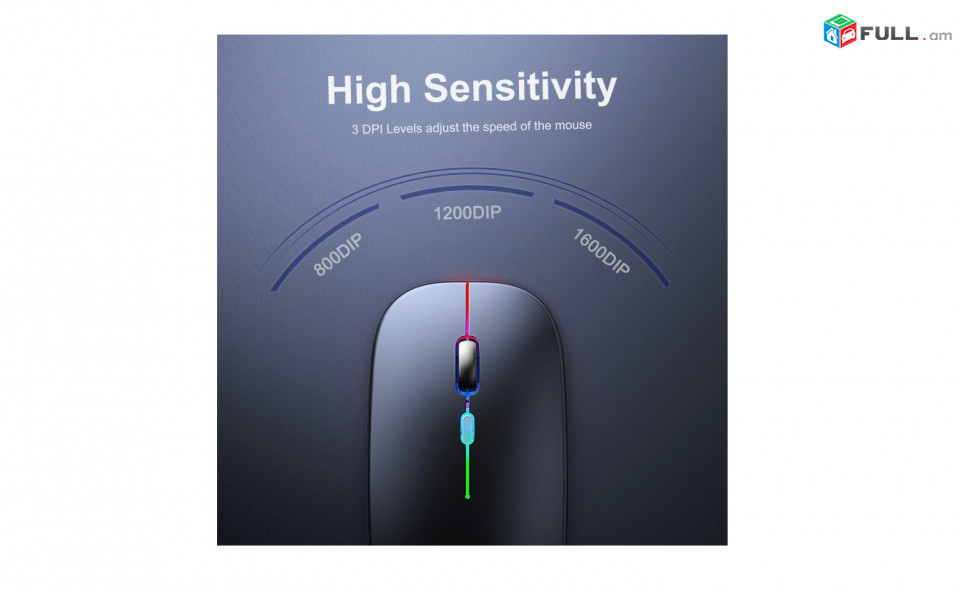Լուռ անլար լիցքավորվող մկնիկ Silent Game RGB wireless mouse wifi bluetooth Мышь беспроводная аккумуляторная