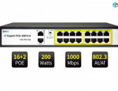 POE Gegabit switch 16+2 STEAMEMO 10/100/1000 + 36Gbps гигабитные сетевые коммутаторы գիգաբիթ պոե սվիչ