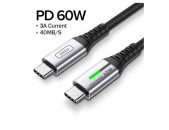 INIU PD 60W մալուխ USB C-Type C 3A LED Type-C լիցքավորիչ Huawei P40 Xiaomi 11 10 Samsung  