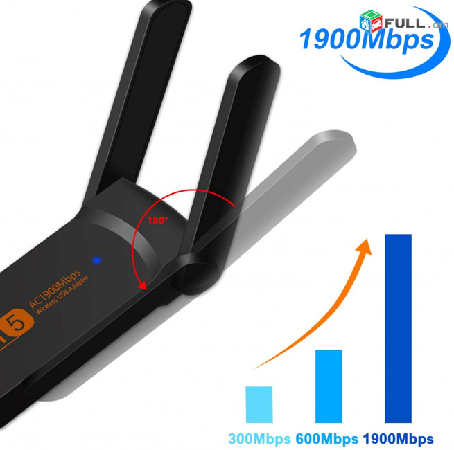 ADAPTER USB3.0 - 1300Mbps + Bluetooth 4.2 Receptor WIFI USB Network Card Wireless WIFI Dongle Dual Band 5GHz Long Range Wireless Wi/Fi Adapter Card Wi-Fi Antenna