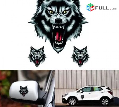 Avto Nakleyka Gayl (3 ktoric) Wolf Head Stickers avto aksesuar