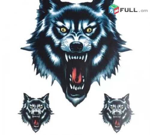 Avto Nakleyka Gayl (3 ktoric) Wolf Head Stickers avto aksesuar