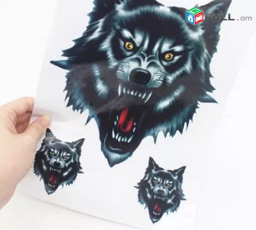 Avto Nakleyka Gayl (3 ktoric) Wolf Head Stickers avto aksesuar