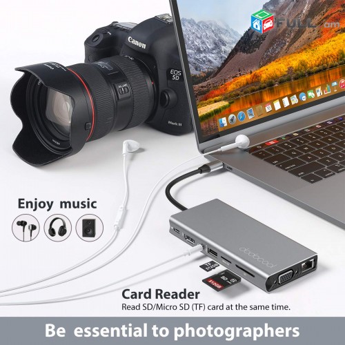 USB C HUB Adapter 14 in 1 with 4K HDMI, VGA, 100W PD, Gigabit Ethernet, SD/TF Card Reader, Type C