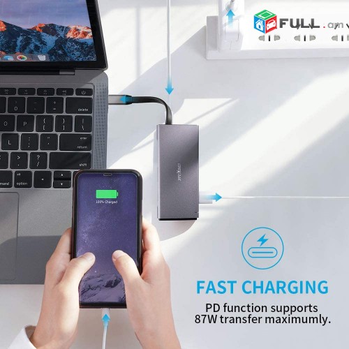 USB C HUB,USB C 10 in 1 Type C to VGA HDMI USB 3 TF SD LAN AUX TypeC