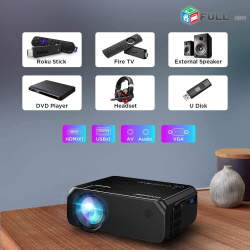 WiFi Projector Proektor Praektr Praektor 4000Lum LED պրոյեկտր Проектор iOS Android