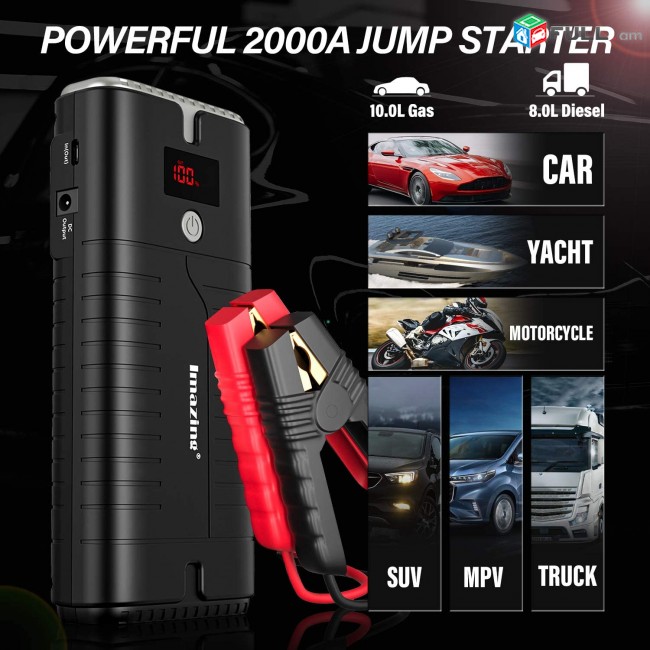 Car Jump Starter Peak Avtoi Starter Peremishka Akumuliator Martkoc Akumliyatr PowerBank