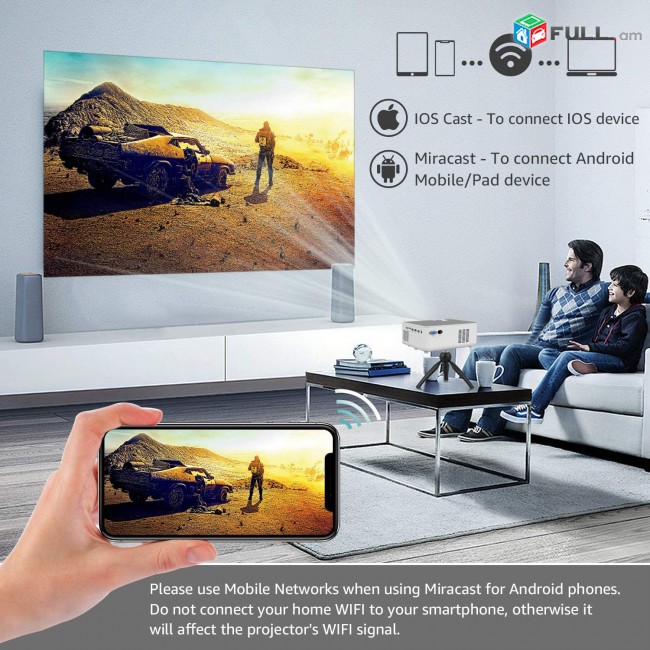 LED WiFi Video Projector Praektr Proektor FULL HD VideoProjector Proektor iOS Android