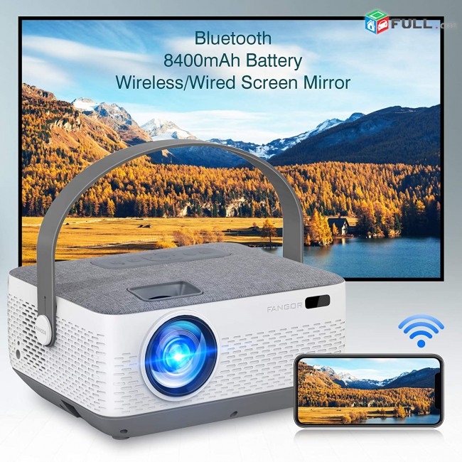 WiFi Projector Bluetooth 8400mAh Battery. proector,proyektor,Проектор