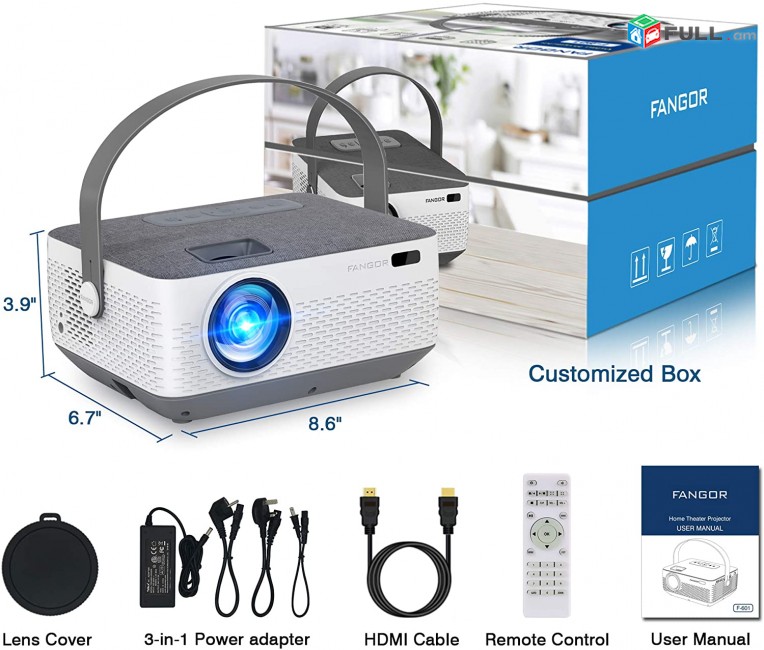 WiFi Projector Bluetooth 8400mAh Battery. proector,proyektor,Проектор