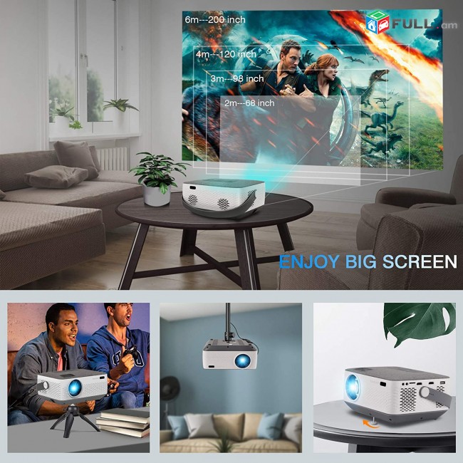 WiFi Projector Bluetooth 8400mAh Battery. proector,proyektor,Проектор