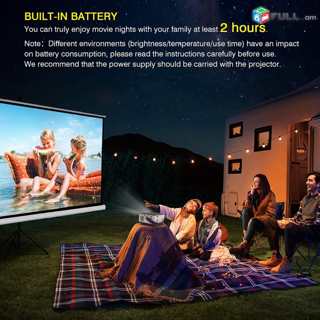 WiFi Projector Bluetooth 8400mAh Battery. proector,proyektor,Проектор